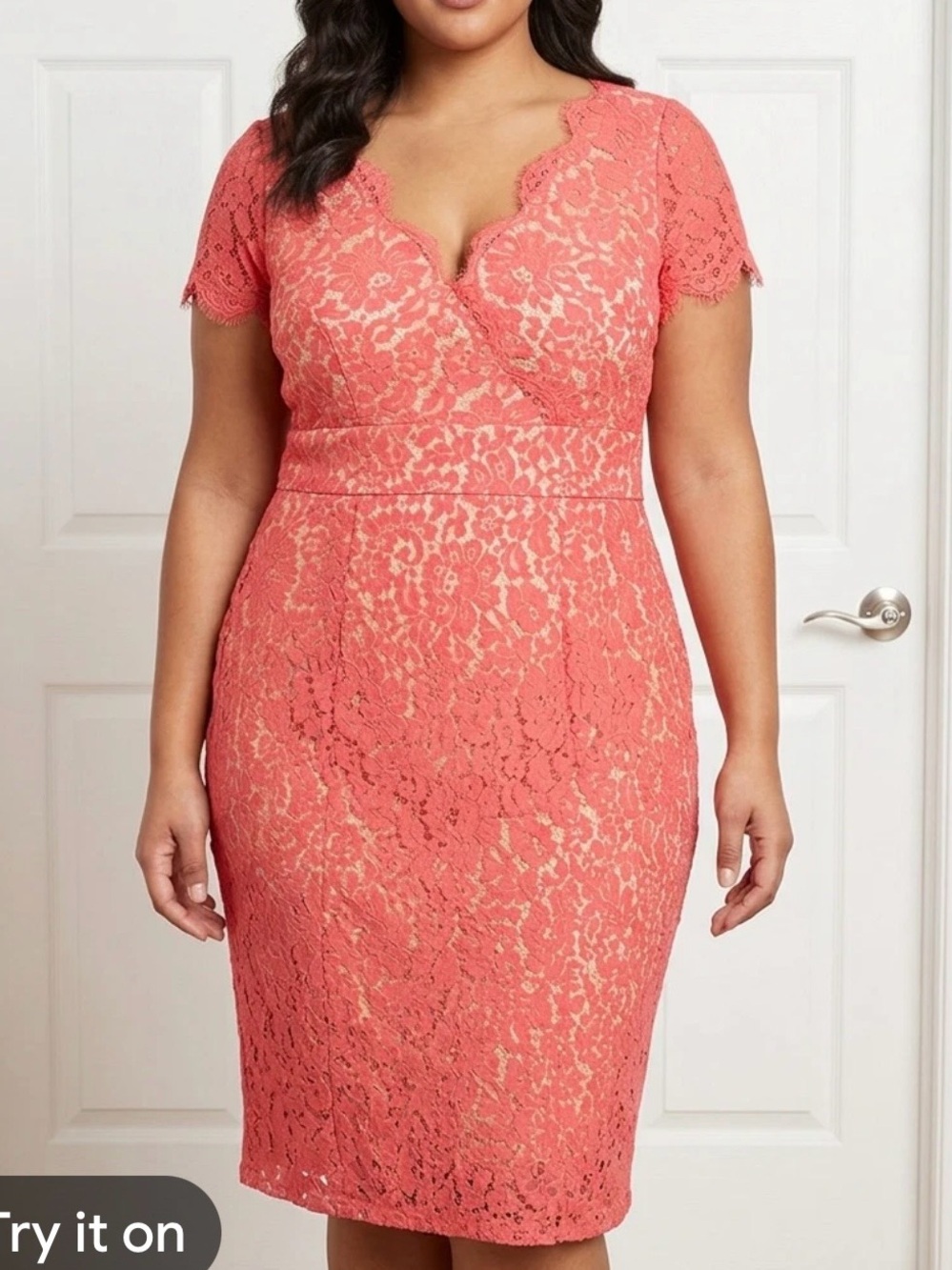 Eliza J Coral Lace Midi Dress